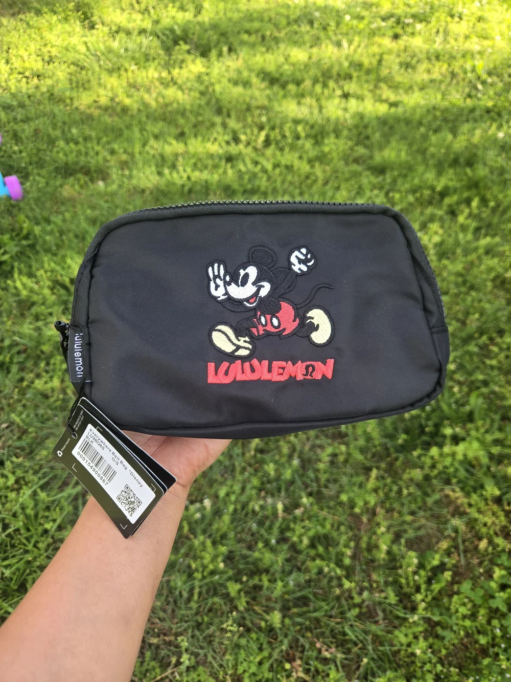 lululemon athletica Black Pouch with Mickey Mouse Embroidery